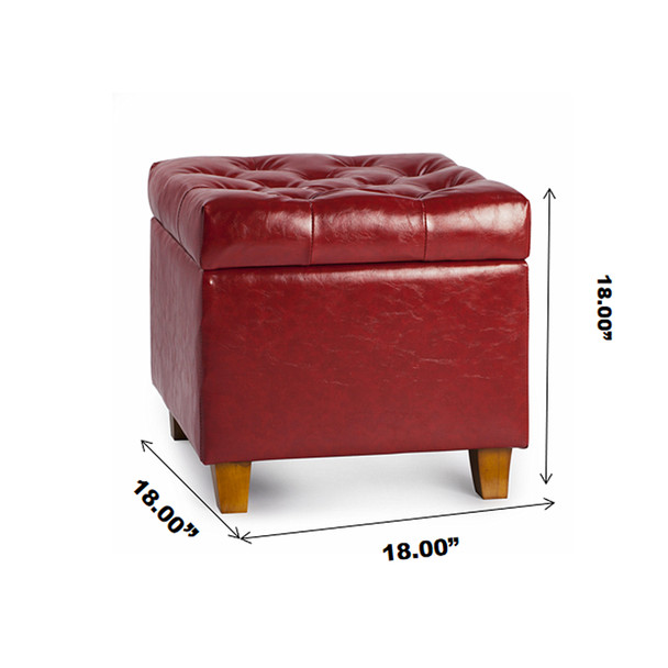 Fair 18 Inches Modern Elegant Leather Square Storage Ottoman(Wine) Fair 18 Inches Modern Elegant Leather Square Storage Ottoman(Wine)