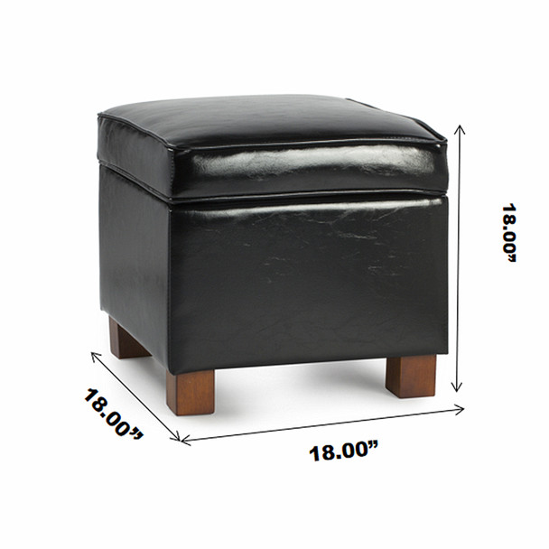Nova 18 Inches Modern Elegant Leather Square Storage Ottoman(Black) Nova 18 Inches Modern Elegant Leather Square Storage Ottoman(Black)
