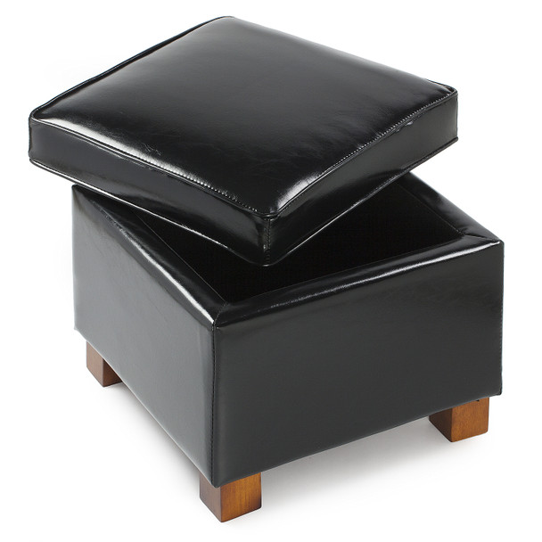 Nova 18 Inches Modern Elegant Leather Square Storage Ottoman(Black) Nova 18 Inches Modern Elegant Leather Square Storage Ottoman(Black)