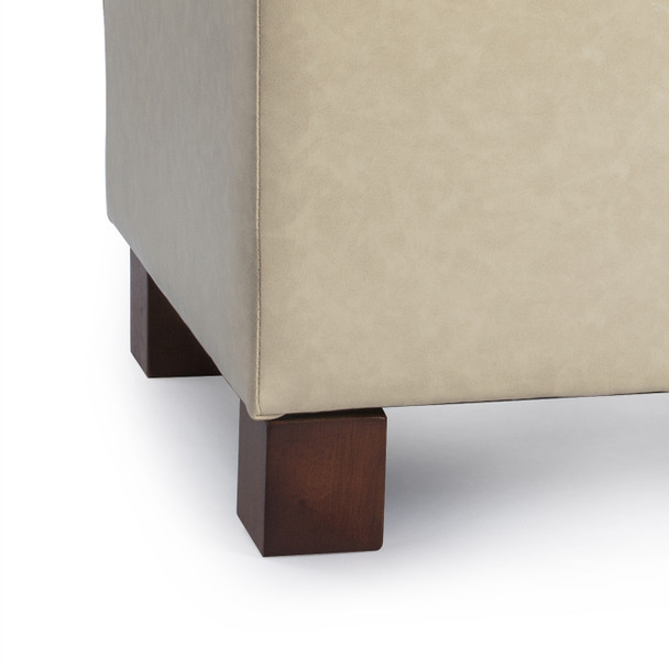 Nova 18 Inches Modern Elegant Leather Square Storage Ottoman(Beige)