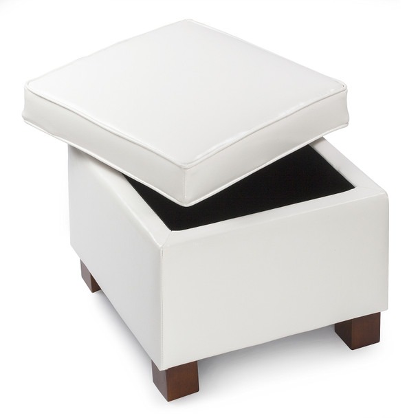  Nova 18 Inches Modern Elegant Leather Square Storage Ottoman(Cream)