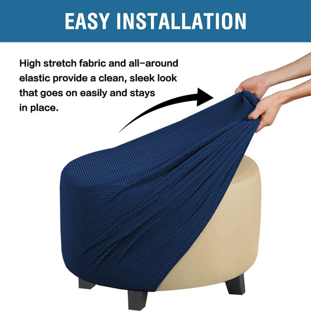 Round Ottoman Slipcover Footstool Protector Covers Storage Stool Ottoman Covers Stretch with Elastic Bottom(Dark Blue) Round Ottoman Slipcover Footstool Protector Covers Storage Stool Ottoman Covers Stretch with Elastic Bottom(Dark Blue)
