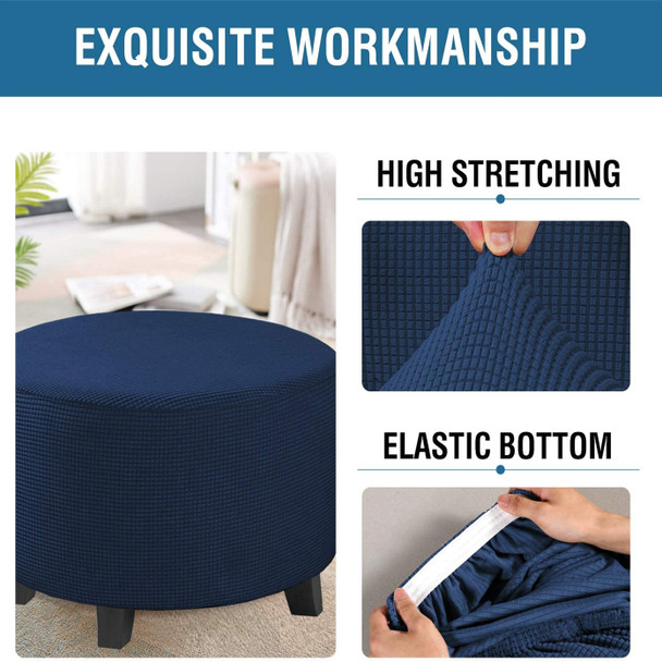 Round Ottoman Slipcover Footstool Protector Covers Storage Stool Ottoman Covers Stretch with Elastic Bottom(Dark Blue) Round Ottoman Slipcover Footstool Protector Covers Storage Stool Ottoman Covers Stretch with Elastic Bottom(Dark Blue)