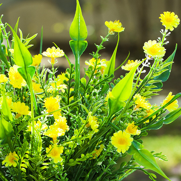 Mixed Artificial Mini Sunflower Arrangement in White Ceramic Pot( Yellow)