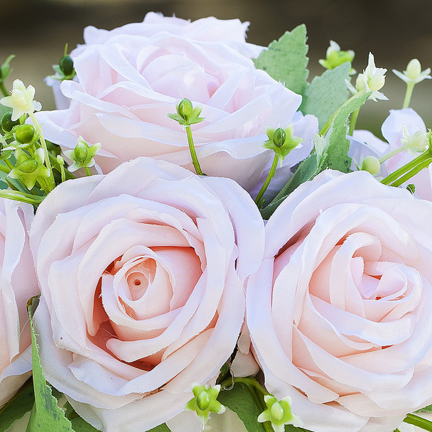 Mixed Artificial Rose Flower Arrangement in White Ceramic Pot( Light Pink)