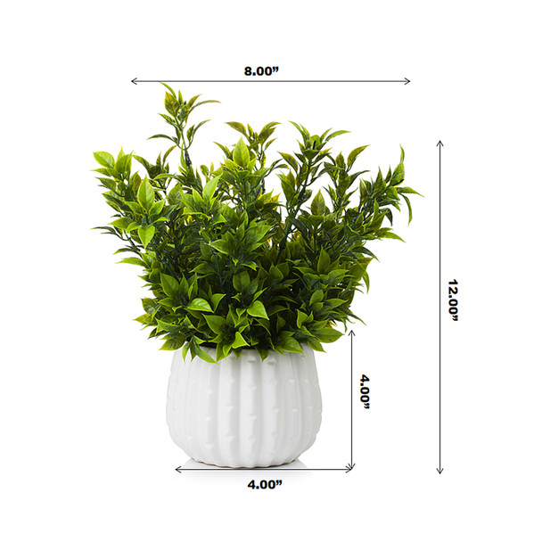 12 inches Artificial Mixed Greenery Foliage Plant in White Ceramic Pot