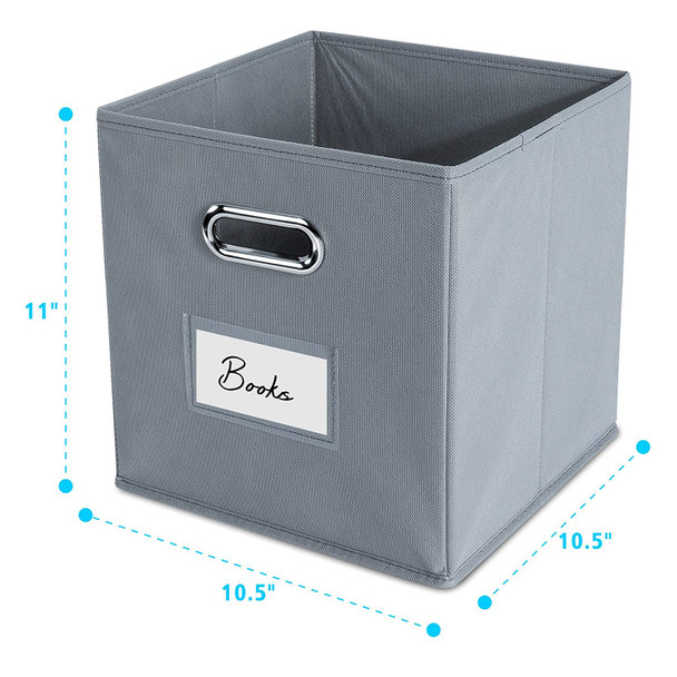 Fabric Storage Bins With Metal Handles (Set of 6)