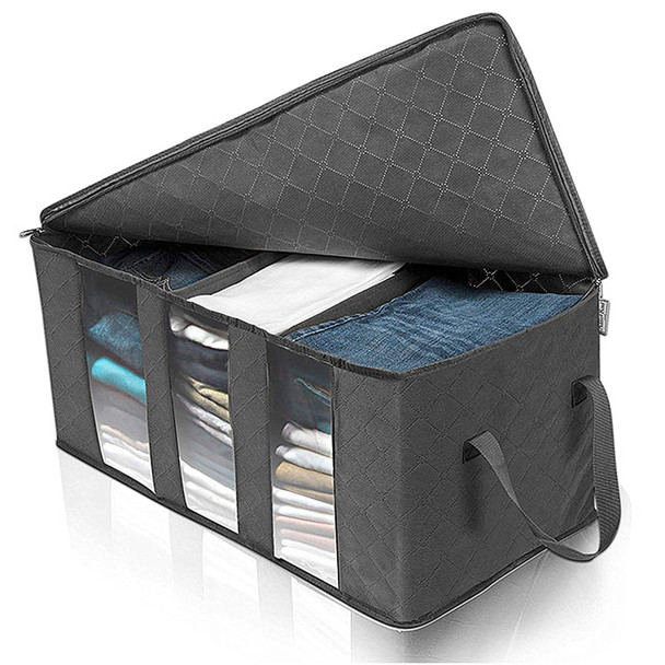 Dark Grey Non Woven Fabric Foldable Storage Underbed Clothes Cover Bag Dark Grey Non Woven Fabric Foldable Storage Underbed Clothes Cover Bag