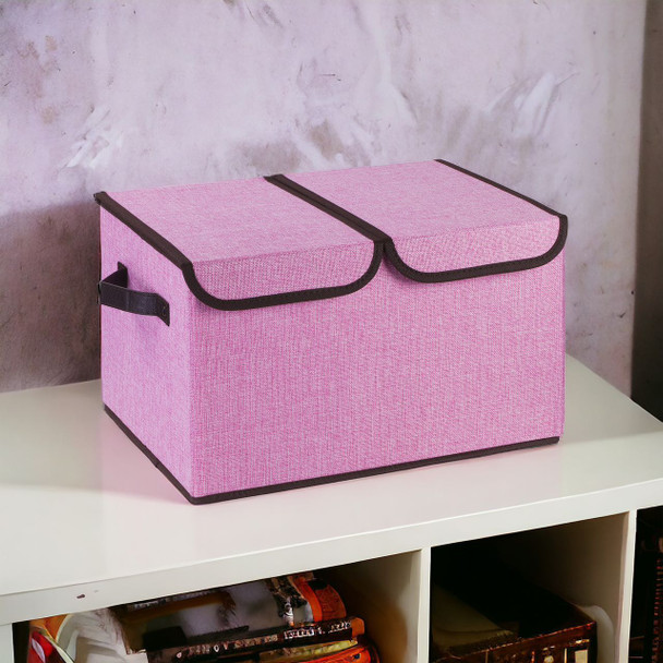 Collapsible Storage Bins with Cover(Pink)