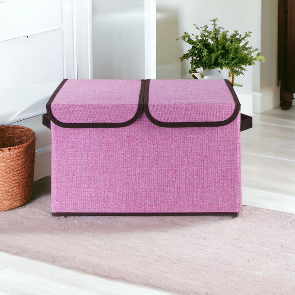 Collapsible Storage Bins with Cover(Pink)