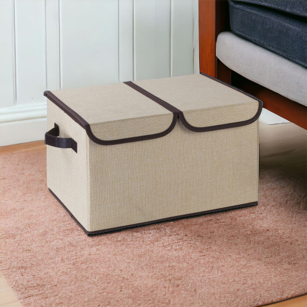 Collapsible Storage Bins with Cover (Beige) Collapsible Storage Bins with Cover (Beige)