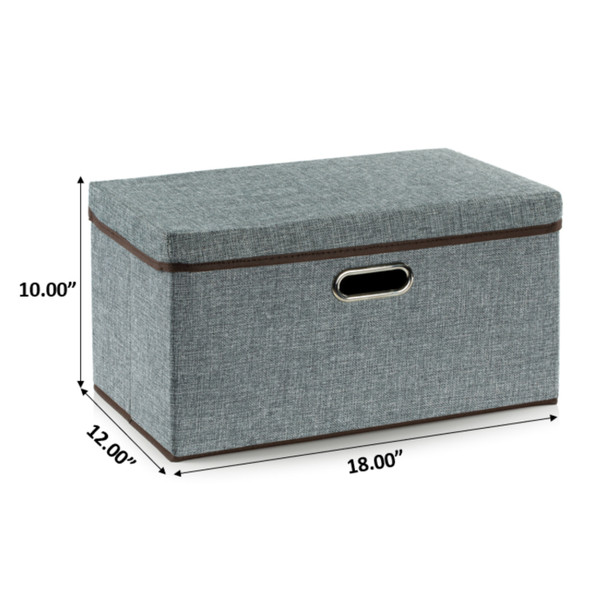 Large Collapsible Storage Bins with Lids Linen Fabric Foldable Storage Boxes Organizer Containers Organization Baskets for Bedroom Closet  2-Pack