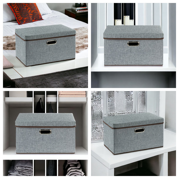 Large Collapsible Storage Bins with Lids Linen Fabric Foldable Storage Boxes Organizer Containers Organization Baskets for Bedroom Closet  2-Pack