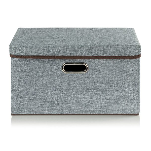 Large Collapsible Storage Bins with Lids Linen Fabric Foldable Storage Boxes Organizer Containers Organization Baskets for Bedroom Closet  2-Pack