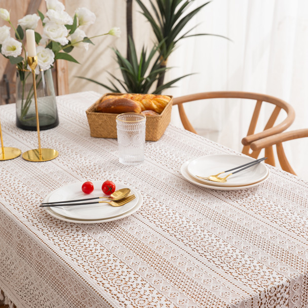 High Quality Washable Wrinkle Free Lace Tablecloth with Tassel High Quality Washable Wrinkle Free Lace Tablecloth with Tassel