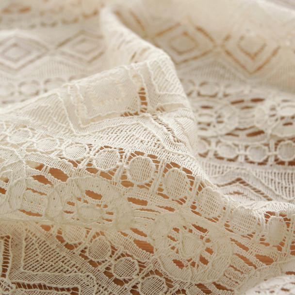 High Quality Washable Wrinkle Free Lace Tablecloth with Tassel(Beige)
