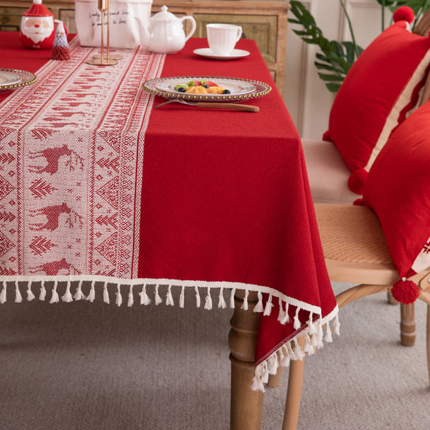 Quality Washable Cotton Linen Wrinkle Free Tablecloth with Tassel Quality Washable Cotton Linen Wrinkle Free Tablecloth with Tassel
