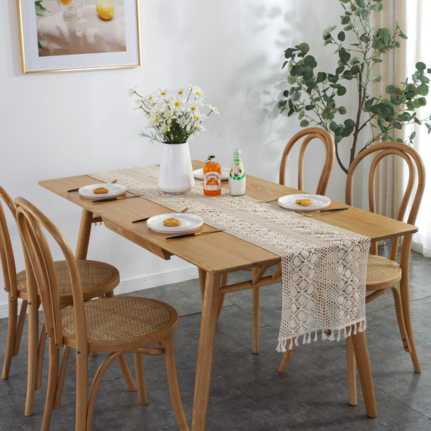 Farmhouse Rustic Cotton Table Runner for Summer Home Decor with Tassel Farmhouse Rustic Cotton Table Runner for Summer Home Decor with Tassel