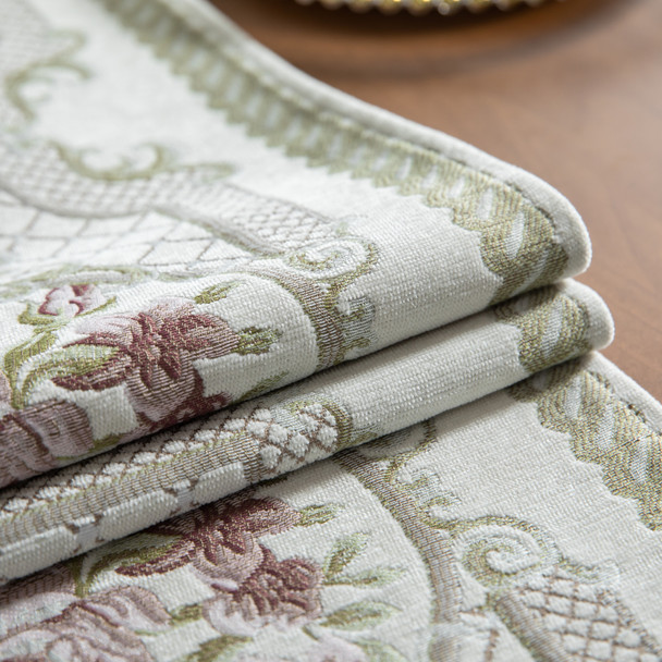 Modern Floral Print Table Runner with Tassel(Geige)