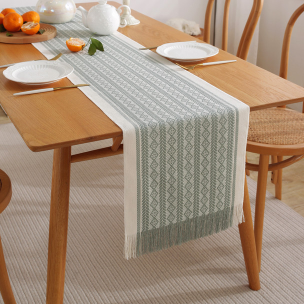 Polyester Farmhouse Table Runner with Tassel Polyester Farmhouse Table Runner with Tassel