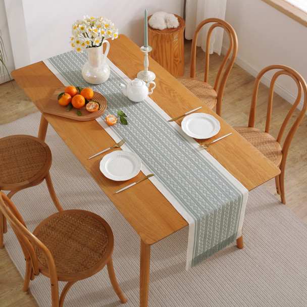 Polyester Farmhouse Table Runner with Tassel Polyester Farmhouse Table Runner with Tassel