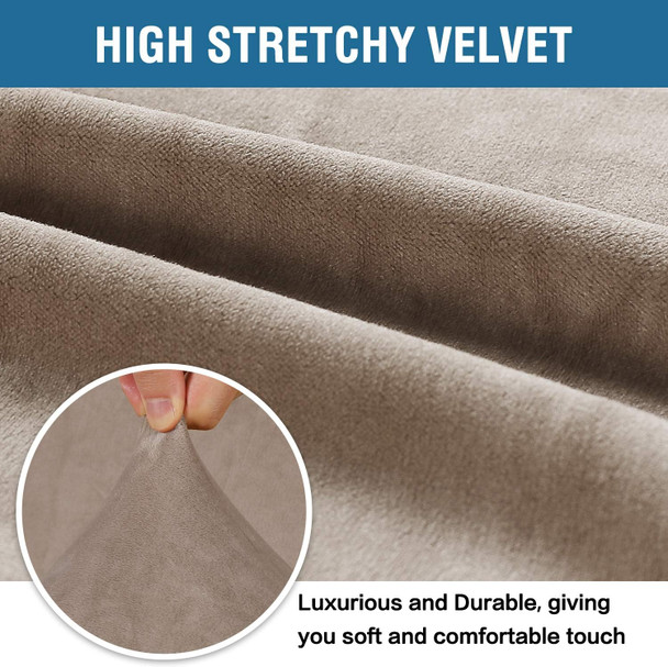 Ultra Soft Thick Stretch Velvet Fabric Loveseat Slipcover for 2 Cushion Couch Covers (Taupe)