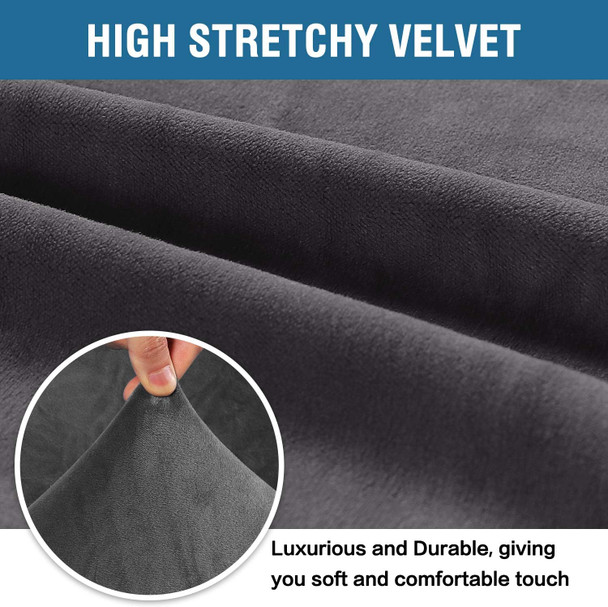 Ultra Soft Thick Stretch Velvet Fabric Loveseat Slipcover for 2 Cushion Couch Covers (Grey) Ultra Soft Thick Stretch Velvet Fabric Loveseat Slipcover for 2 Cushion Couch Covers (Grey)
