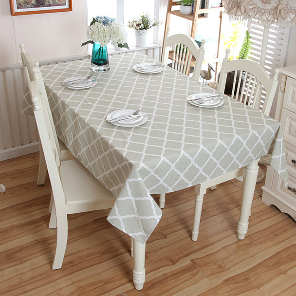 54"x 80" Diamond Pattern Natural Simple 100% Cotton and Linen Rectangle Tablecloth