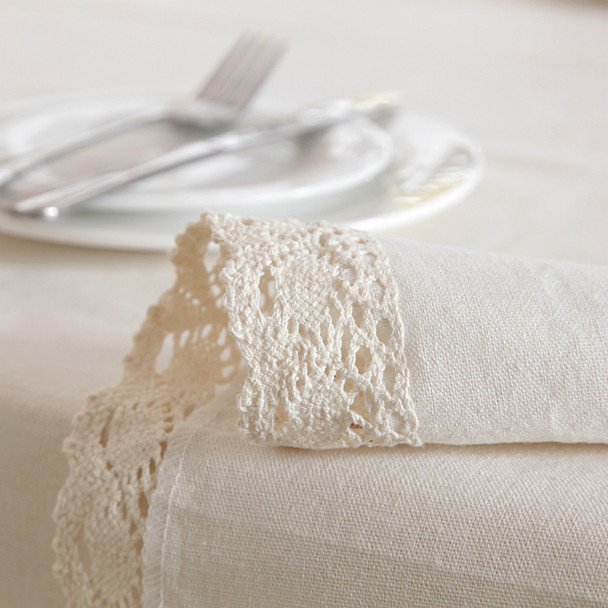 54"x 80" White Thicken Natural Simple 100% Cotton and Linen  Rectangle Tablecloth 
