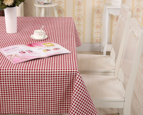 54"x 80" Red Pattern Natural Simple  Rectangle 100% Cotton and Linen Tablecloth