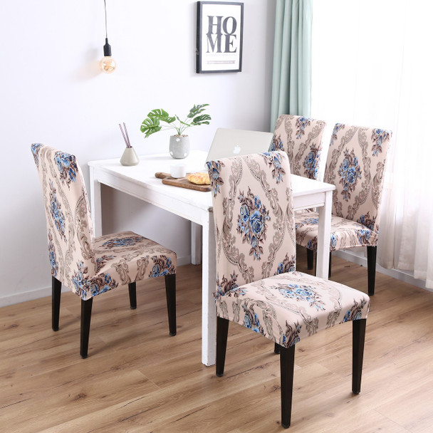 Brown Pattern Elegant Polyester and Spandex Stretch Washable Dining Chair Slipcover Chair Cover