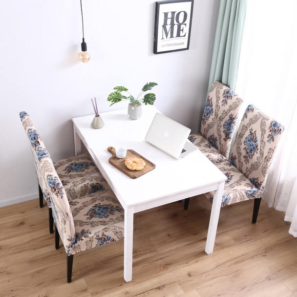 Brown Pattern Elegant Polyester and Spandex Stretch Washable Dining Chair Slipcover Chair Cover