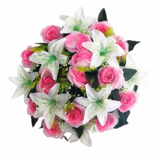 Artificial Mixed Rose Lily Silk Flower Wreath