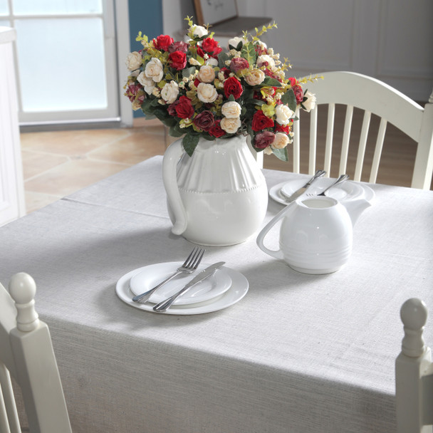 54"x 80" Beige High Quality Rectangle Cotton and Linen Tablecloth 54"x 80" Beige High Quality Rectangle Cotton and Linen Tablecloth