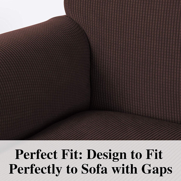 Jacquard  Polyester Spandex Fabric Box  Cushion Sofa Slipcovers-Chocolate