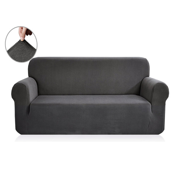 Jacquard Polyester Spandex Fabric Box Cushion Sofa Slipcovers-Grey Jacquard Polyester Spandex Fabric Box Cushion Sofa Slipcovers-Grey