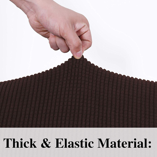 Jacquard  Polyester Spandex Fabric Box  Cushion Loveseat Slipcovers-Chocolate