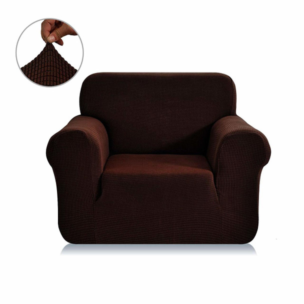 Jacquard Polyester Spandex Fabric Box Cushion Armchair  Slipcover-Chocolate