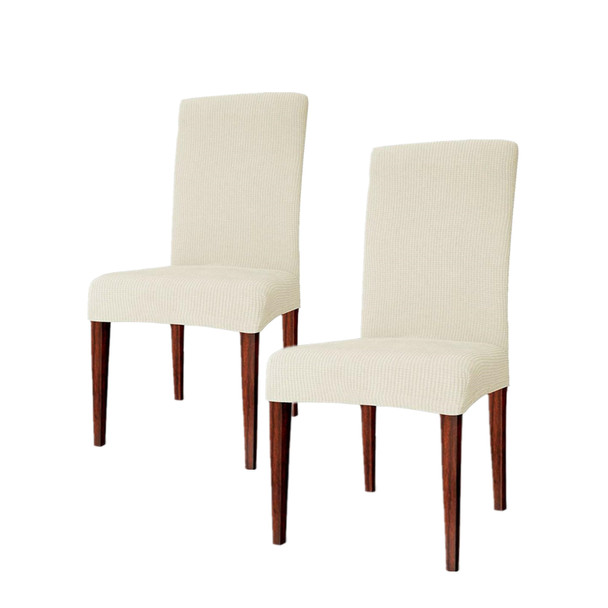 Elegant Knitting Jacquard Box CushionDining Chair Slipcover Ivory White Elegant Knitting Jacquard Box CushionDining Chair Slipcover Ivory White