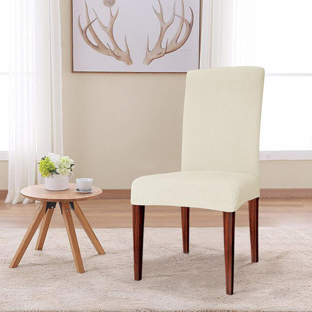 Elegant Knitting Jacquard Box CushionDining Chair Slipcover Ivory White Elegant Knitting Jacquard Box CushionDining Chair Slipcover Ivory White