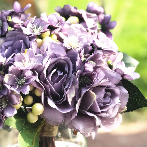 Lavender Purple Artificial Rose and Mixed Flower Bouquet Set of 2 Lavender Purple Artificial Rose and Mixed Flower Bouquet Set of 2