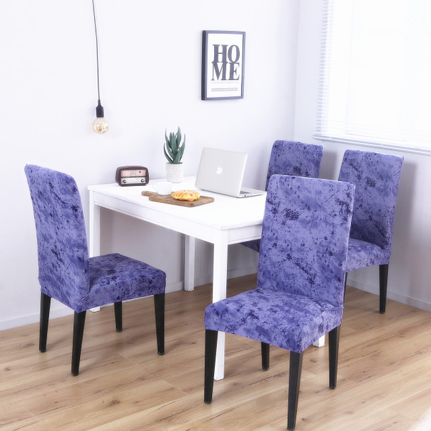 Blue Elegant Polyester and Spandex Stretch Washable Box Cushion Chair Slipcover