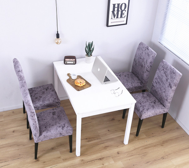 Purple Grey Elegant Polyester and Spandex Stretch Washable Box Cushion Chair Slipcover