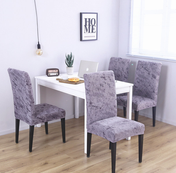 Purple Grey Elegant Polyester and Spandex Stretch Washable Box Cushion Chair Slipcover