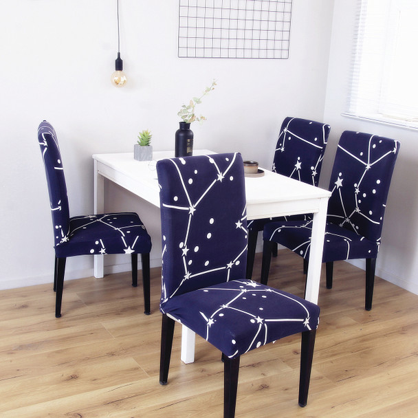 Dark Blue Elegant Polyester and Spandex Stretch Washable Box Cushion Chair Slipcover