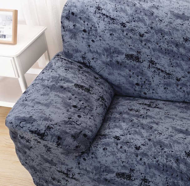 Dark GreyElegant Polyester and Spandex Stretch Washable Box Cushion Loveseat Slipcover