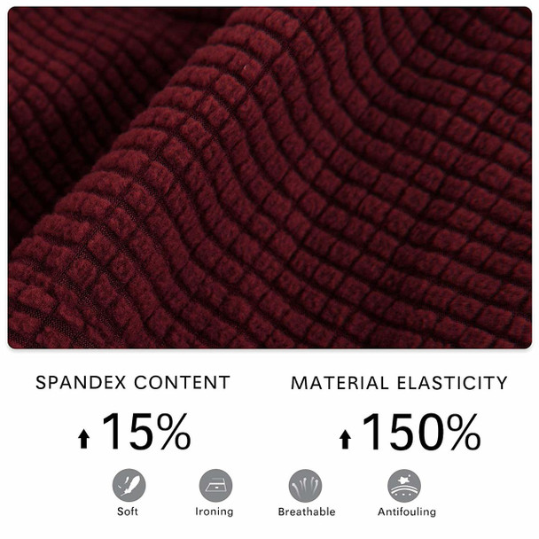 Wine Red Jacquard Polyester Stretch Fabric  Oversized Ottoman Slipcover 