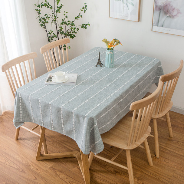 54"x 80" Light Blue High Quality Rectangle Cotton and Polyester Tablecloth 