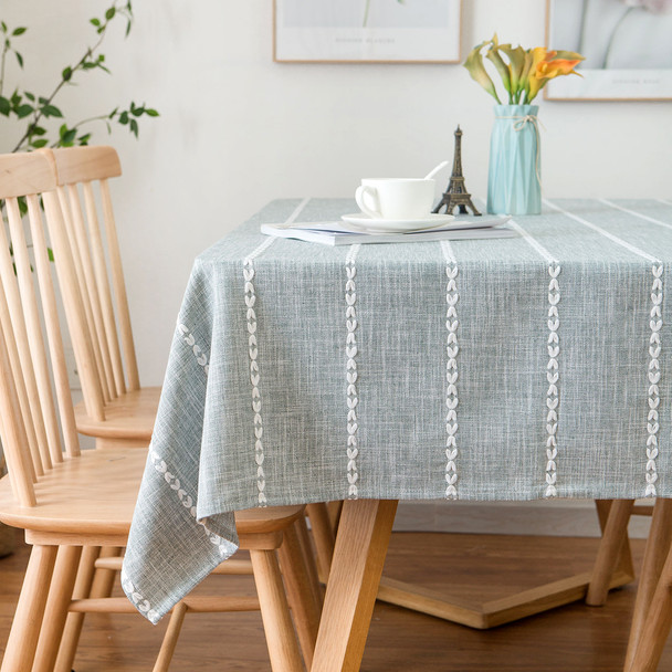 54"x 80" Light Blue High Quality Rectangle Cotton and Polyester Tablecloth 