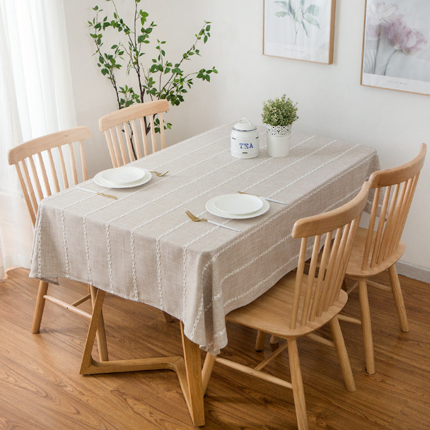 54"x 80" Beige High Quality Rectangle Cotton and Polyester Tablecloth 54"x 80" Beige High Quality Rectangle Cotton and Polyester Tablecloth